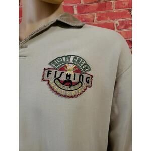 SISLEY "FISHING" MADE IN ITALY VTG MEN'S Graphic SWEATER SIZE L Beige Striped